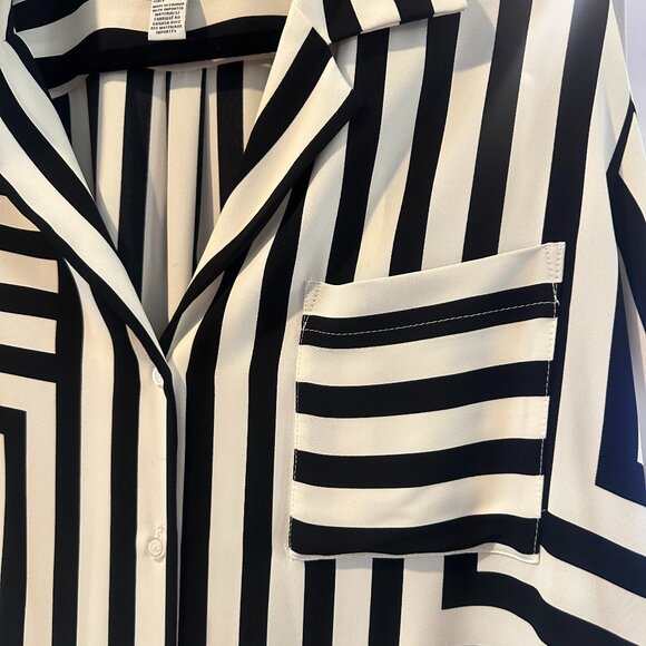 Joseph Ribkoff Black and White Striped Button Down Shirt Blouse US size 16 - Picture 8 of 9